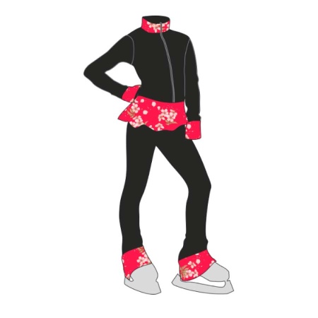 Комбинезон-термо с юбкой для фигурного катания MADDY JR черный/яблоня розовый 